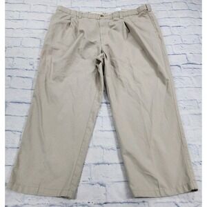 Oak Hill MENS SIZE 52X30 Pleated Premium Pants Beige Stretch Workwear